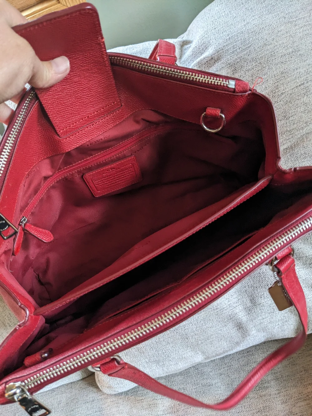 Coach Red Leather Satchel with Tag and Dual Handles